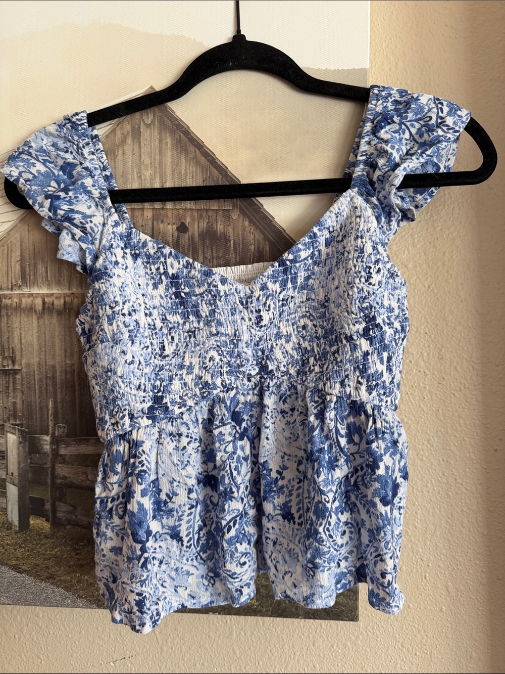 Hollister floral smocked babydoll top